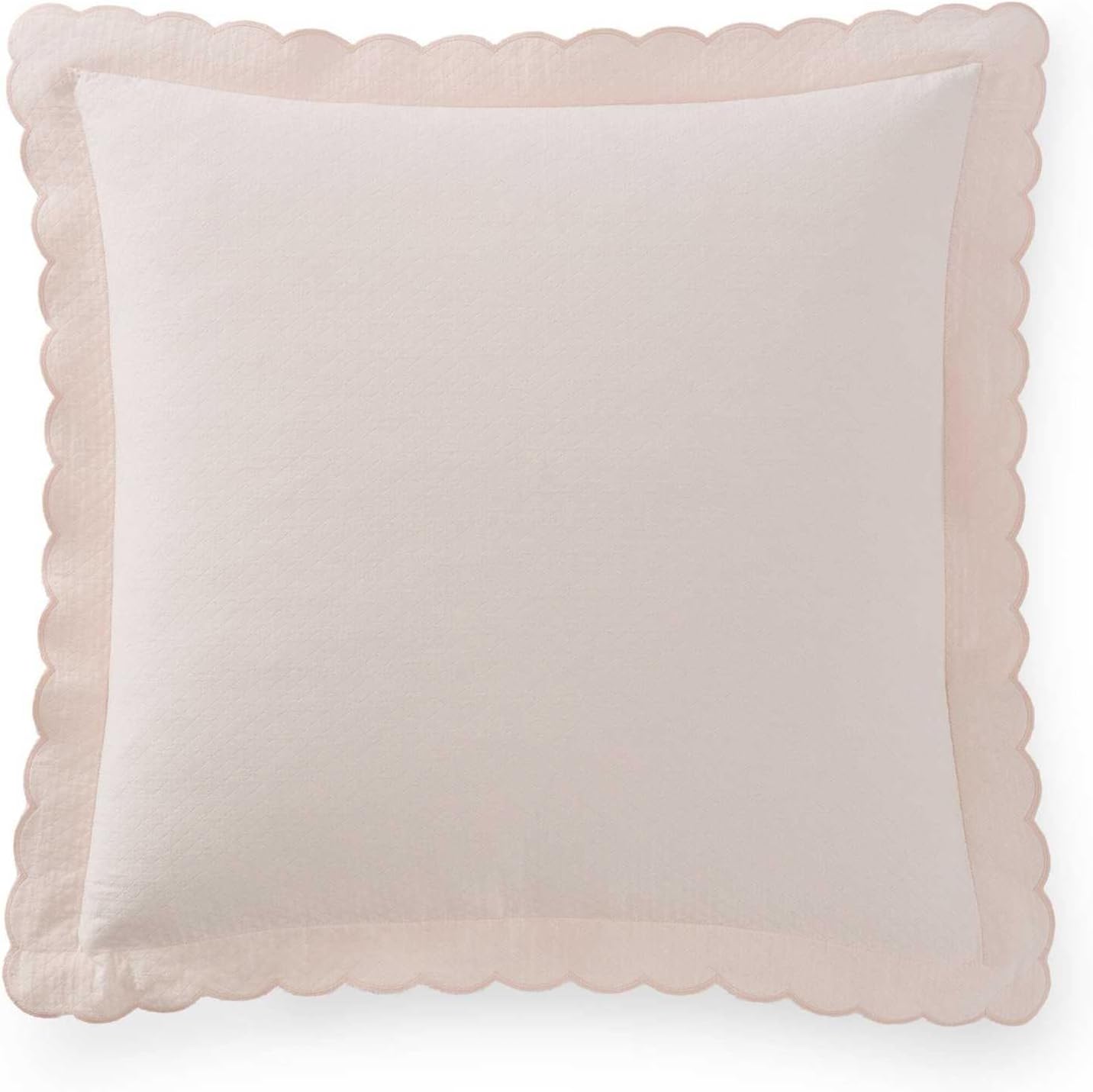 Martha Stewart - Signature Scallop Euro Sham Set, Cotton Rich Jacquard Pillowcases, Textured Pique with Scalloped Edge & Euro Closure, 26 x 26, Pink, Set of 2