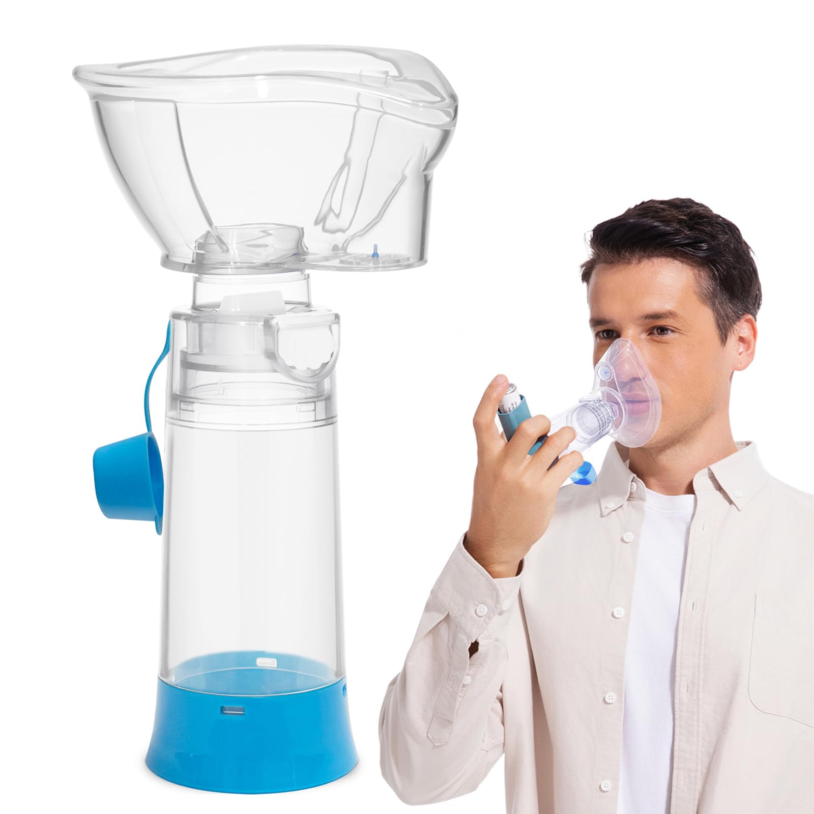 Inhaler Spacer for Adults, Nessi OTC Spacer, Spacer for Inhaler with Silicone Mask, Anti-Static Chamber & Exhalation Valve, Easy to Use & Clean