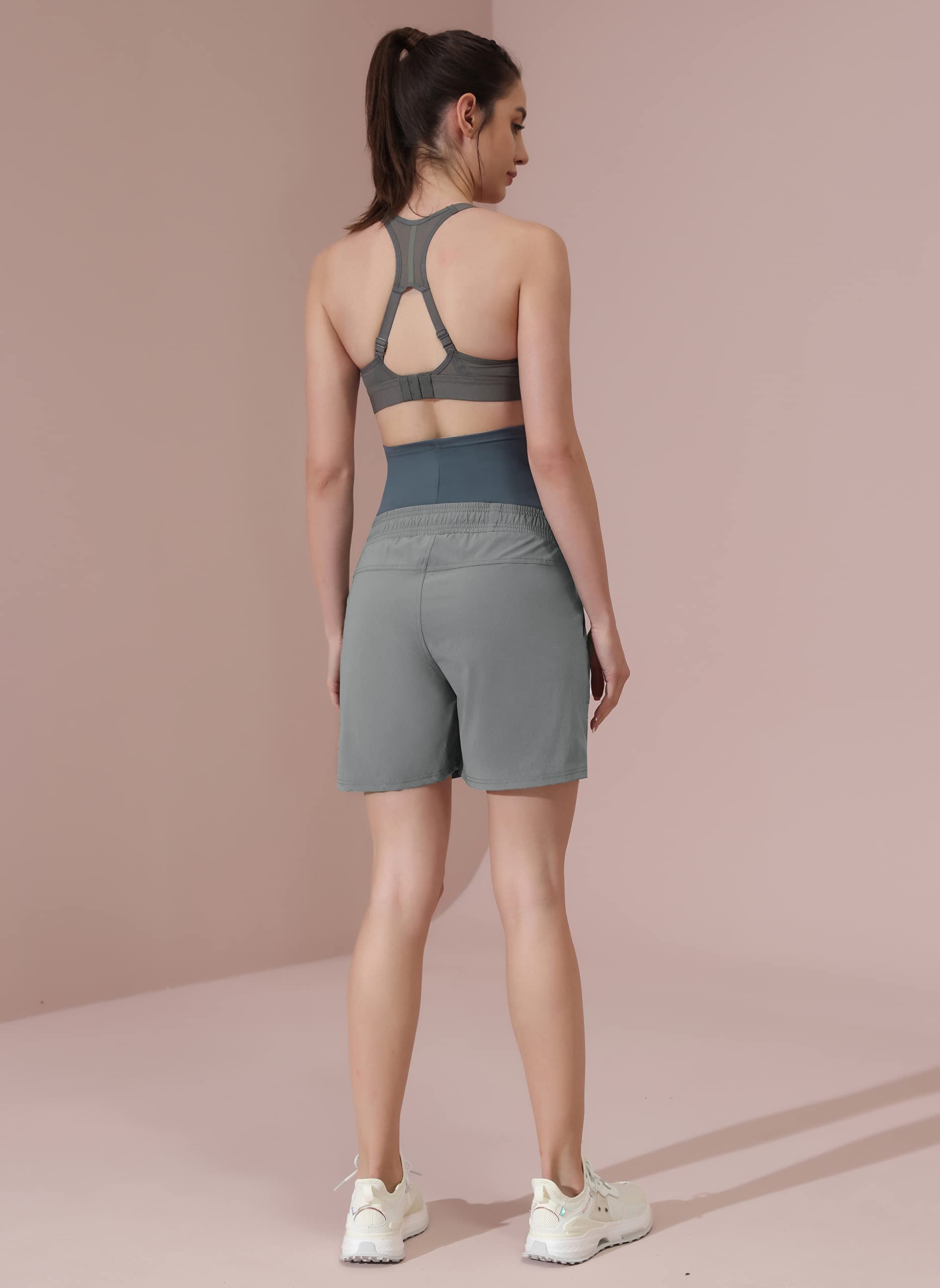 Maacie Pantaloncini Premaman da Donna ad Asciugatura Rapida, Traspiranti e Sportivi, con Tasche per la Fodera