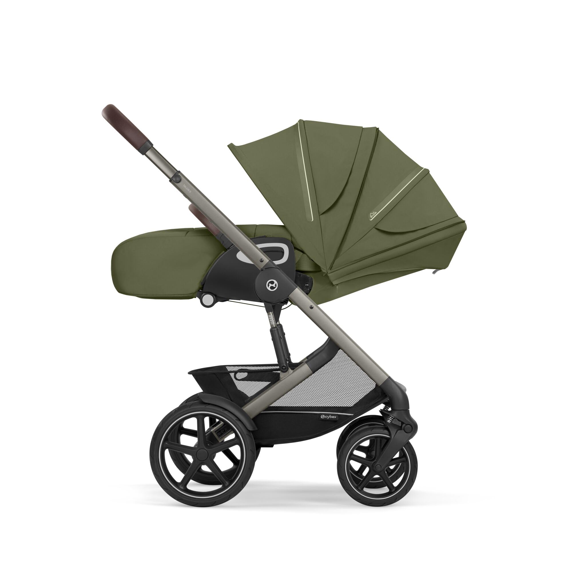 CYBEX Gold TALOS S LUX Kinderwagen, Ab Geburt bis 22 kg, Mit Offroad-Federung, verstellbarem Griff, ergonomischer Liegeposition, Moss Green