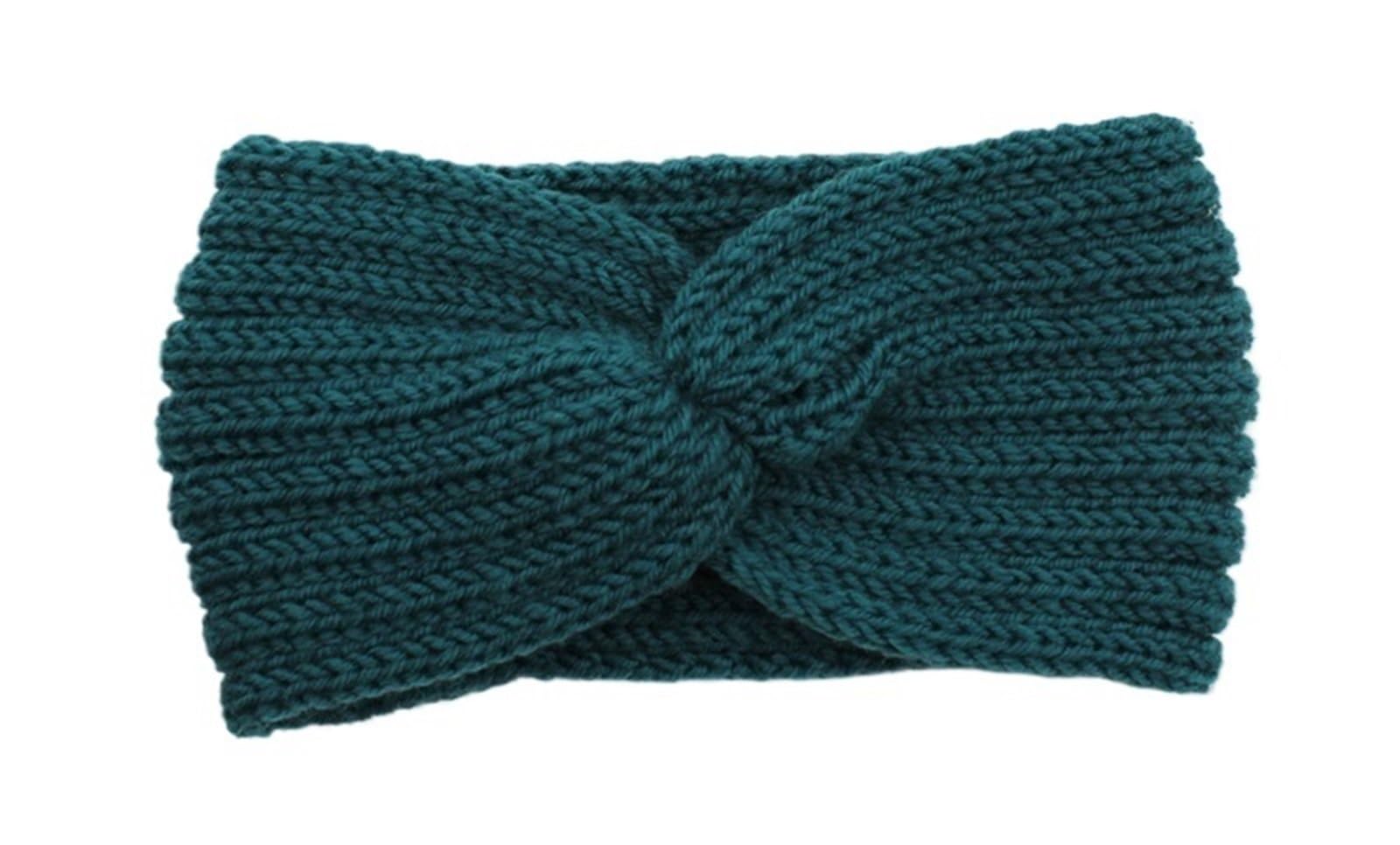 Stirnband 3PCS Perle Gestrickte Kreuz Stirnbänder for Frauen Mädchen Handgemachte Haar Zubehör Herbst Winter Headwear Ohr Wärmer Elastische Haarband Winter Stirnband(Green C)