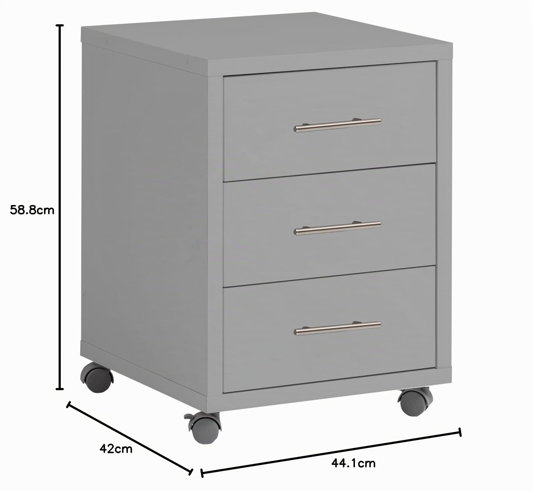 Schildmeyer Onno Rollcontainer, 147254, Holzwerkstoff, grau, 58.8 x 44.1 x 42 cm