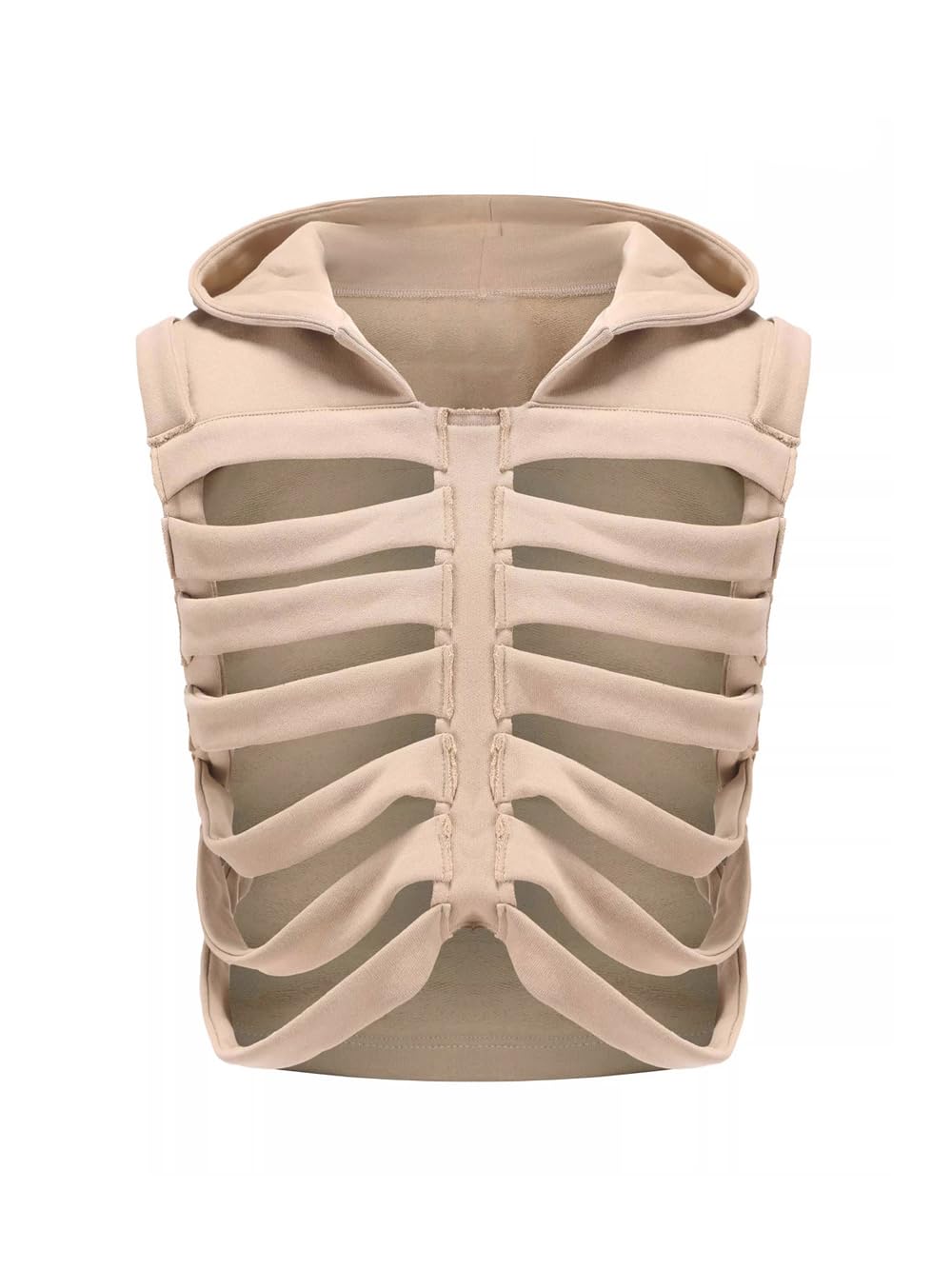 Unisex Oversized Skeleton Hoodie Men Cropped Sleeveless Sweatshirt for Women Goth Halloween Costume Skull Hooded Vest
