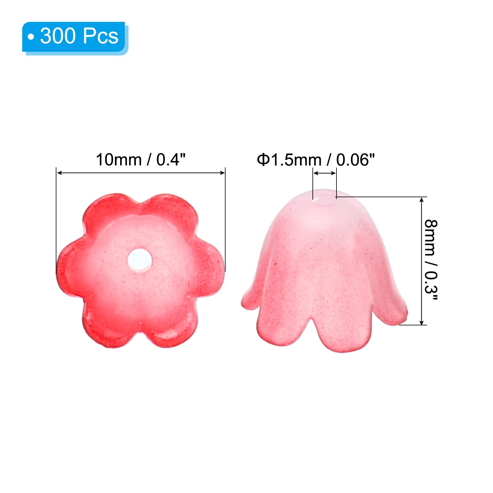 PATIKIL 0.3x0.4 Frosted Flower Beads, 300Pcs Acrylic Flower Bead Caps for Bracelets Earrings, Necklaces - Image 2