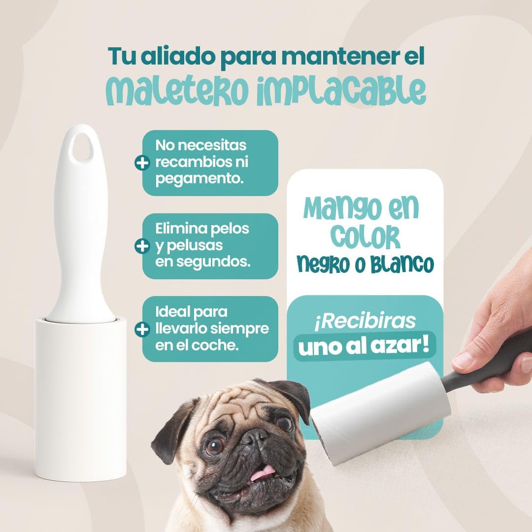 Funda Coche Perro - Protector Perros Maletero - Funda Perro para Coche Impermeable, Antideslizante, Lavable, Protector Universal Color Negro - Incluye Rodillo Quita Pelos y Juguete