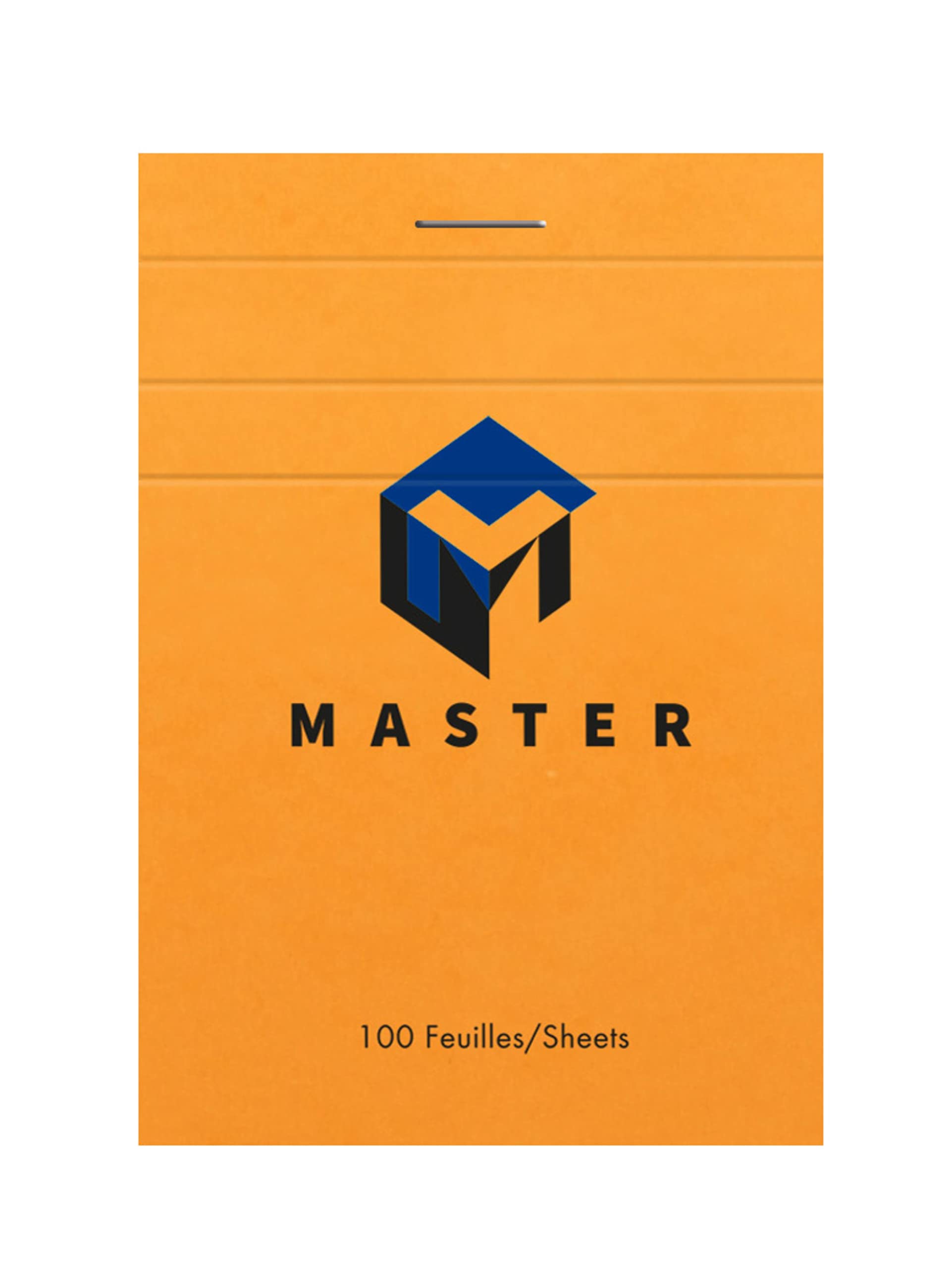 Calligrapher 10707C A Set of 10 Notepad Head Stapled Orange (a Clairefontaine Brand), A7 7.4x10.5cm, 100 Square Ruled Sheets
