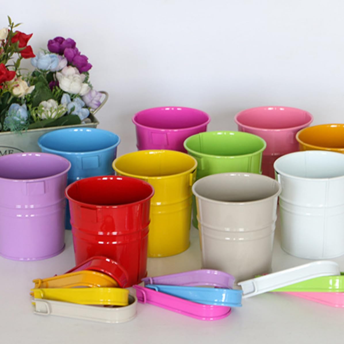 SHERCHPRY Secchio per Pezzi 10 Fiori Rimovibile Ferro Gancio