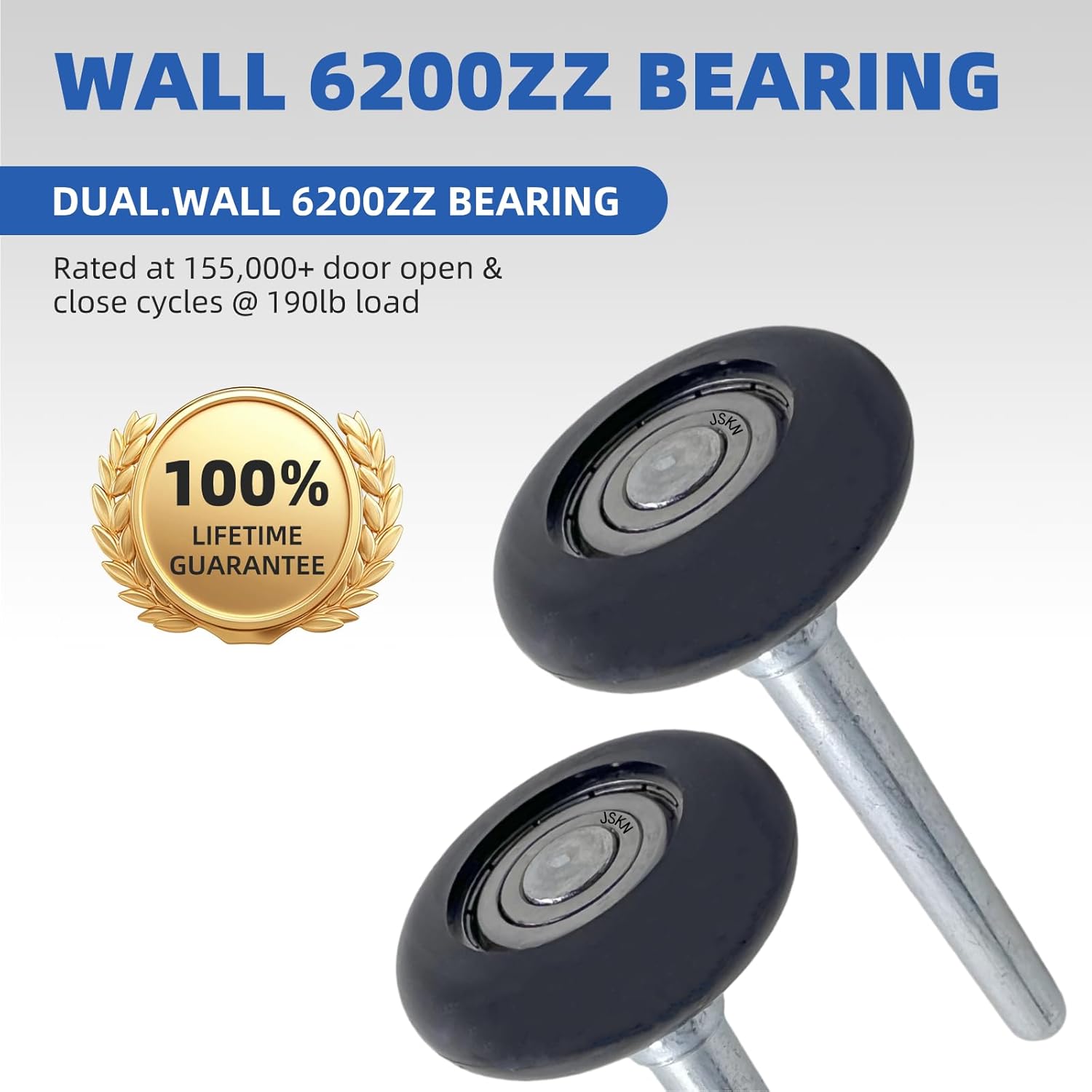 10-Pack Black 2" Nylon Garage Door Roller 4" Rod Quiet, Durable, Featuring6200ZZ Double Sealed Precision Bearings