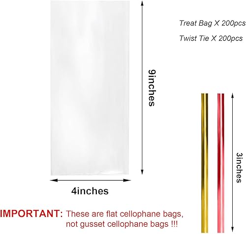 Miniatura 16 de Morepack Bolsas de celofán para golosinas, 200 bolsas transparentes de 3 x 5 pulgadas con lazos giratorios