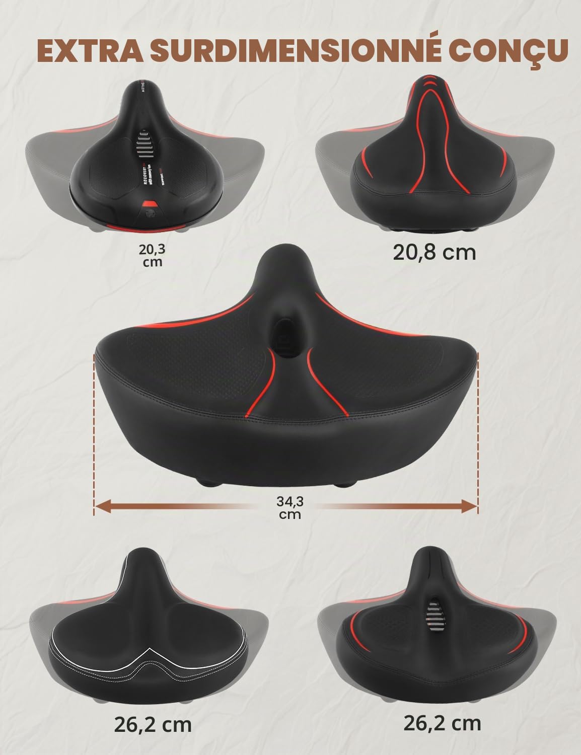 Selle de vélo surdimensionnée pour Peloton Bike & Bike+, siège de vélo Confortable de Rechange pour Homme et Femme, Selle de vélo Extra Large Compatible avec Les vélos Peloton, Echelon, Exercise