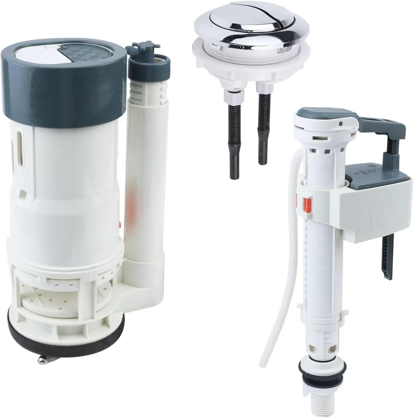 T Tulead Toilet Fill Valve, Dual Flush Valve, Push Button, Toilet Tank Parts Replacement, Converter Kit, for 10"-12" Toilet Tank, Water-Saving Toilet Repair Accessories