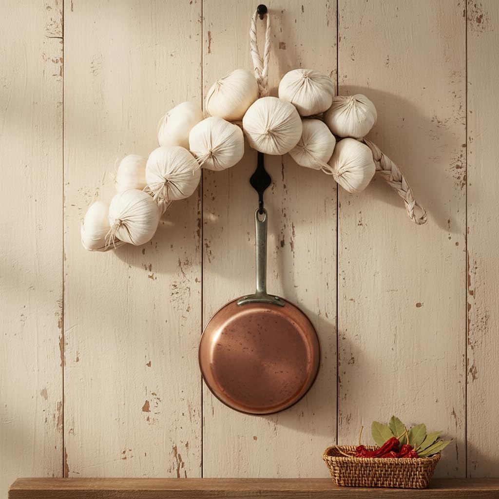Artificial Garlic String - Lifelike Vegetable Decor for Kitchen Display Staging for Farmhouse Tabletop Accents