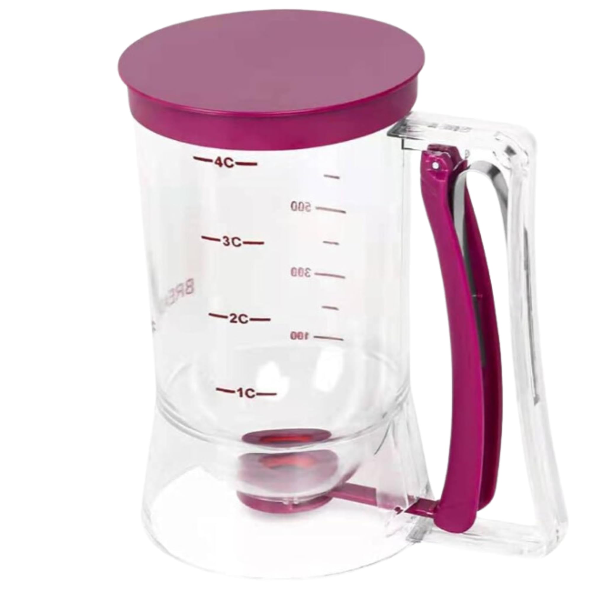 Pancake Batter Dispenser - 900ML, 4 Cups Capacity, BPA Free, Durable & Easy to Clean, Less-Mess, Plastic ABS Premium, Pancake Dispenser with Ergonomic Squeezable Handle, Dishwasher Safe (Purple)