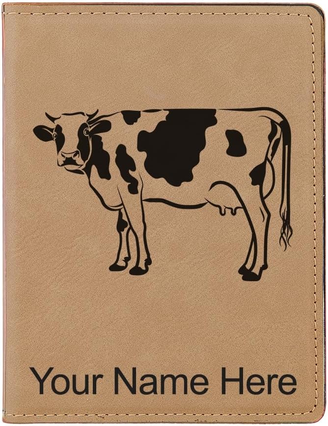 LaserGram Faux Leather Passport Holder, Cow, Personalized Engraving Included (Bamboo)