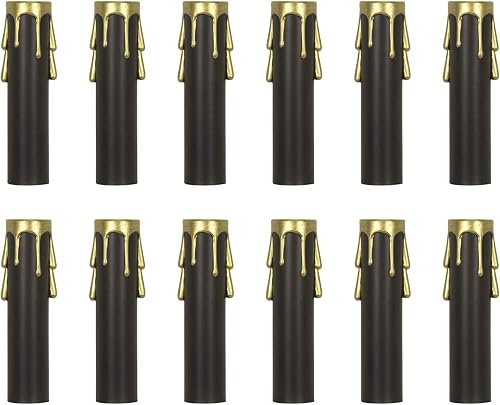 Ciata - 12 Pack - 2 inch Black Plastic with Gold Drip Candle