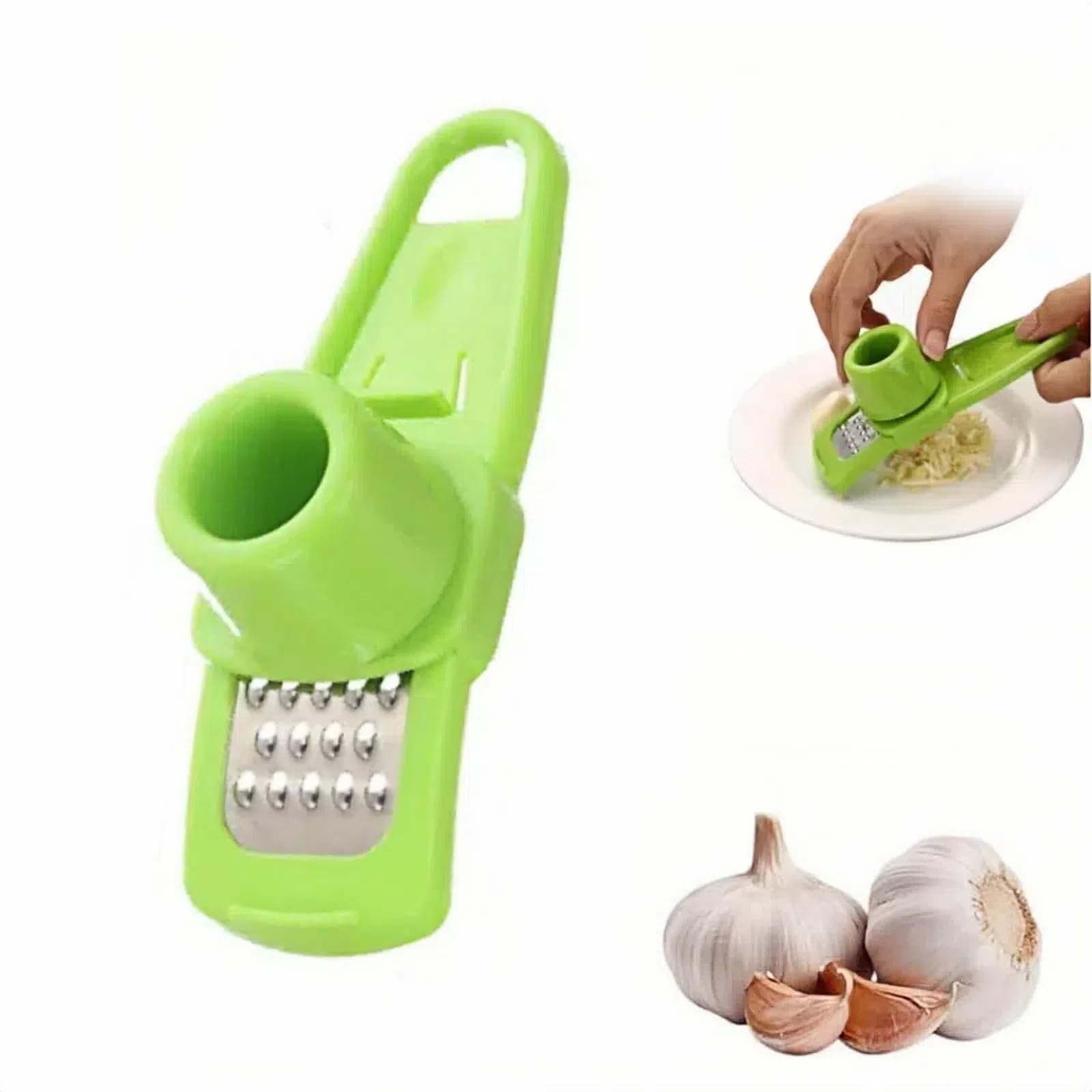 Garlic Grinder,Upgrade Mini Garlic Peeler Multifunctional Garlic Slicer Garlic Crusher,Hand Press Garlic Chopper, Hand Pepper Grinder,Garlic Press Hand Specialty Tools Kitchen and Dining (Green)