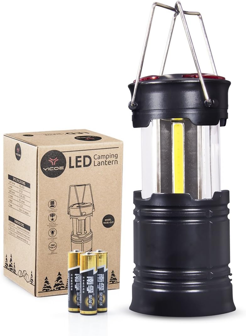 LED Camping Lanterns Flashlight Outdoor SOS Emergency Tent Light 300 Lumens (ANSI) Collapsible Portable with Magnet Base for Outside Hiking Fishing Nature Lighting Camping Equipment Free Batteries
