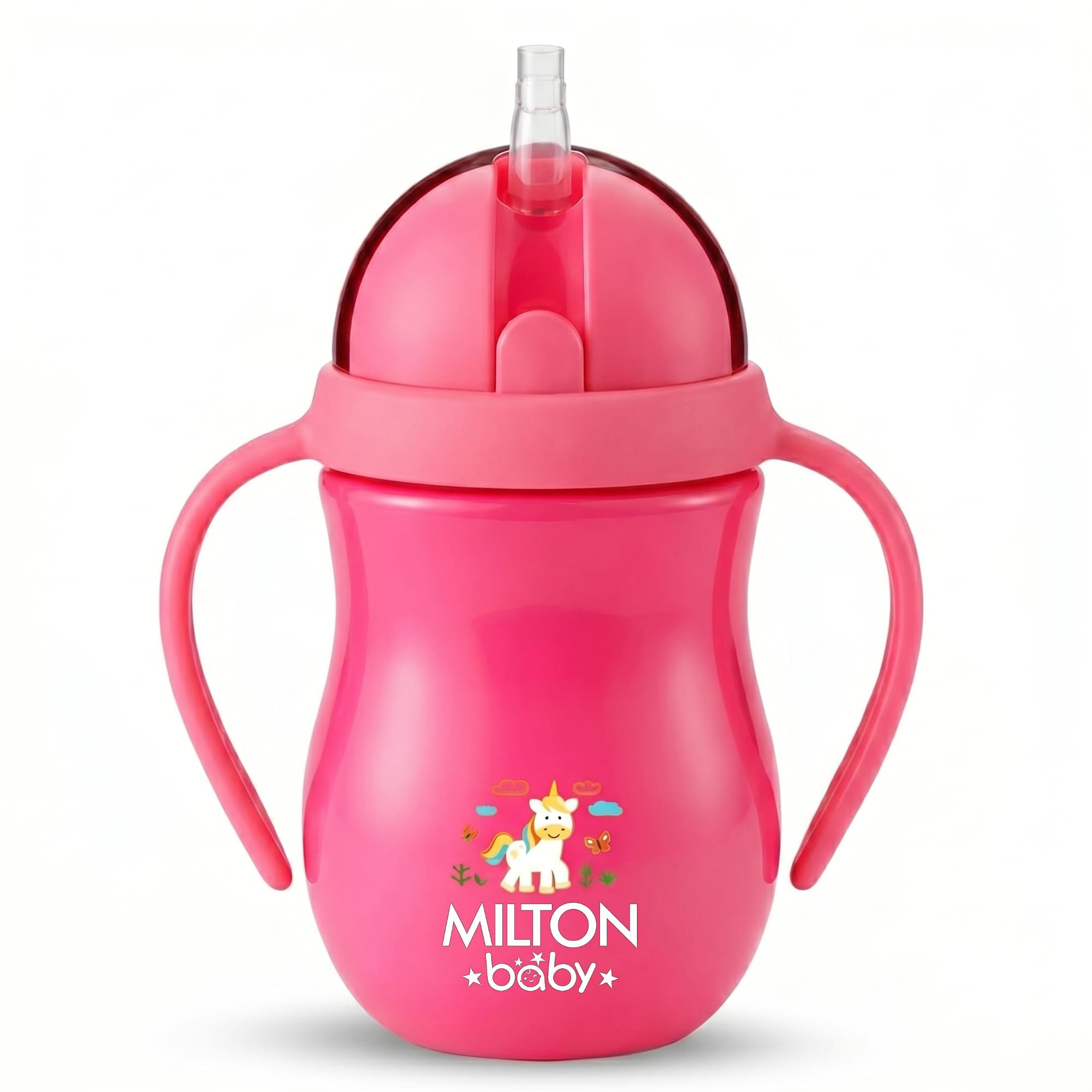 Flexible Straw Sipper Bottle | 360° Drinking with No-Spill Weighted Straw | BPA-Free, Food-Grade Material | Microwave & Sterilizer Safe I Sipper water bottle for kids 9+ Month, 270 ml,Pink-image-26