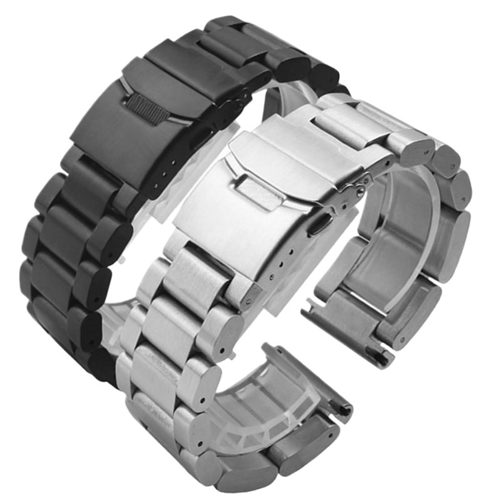 Cinturino In Acciaio Inossidabile, Chiusura Pieghevole A Doppio Pulsante | Di Sgancio Rapido, Universale Per Diametri Da 22 A 26 Mm, Include Gli Strumenti Di Smontaggio (Black 22mm)