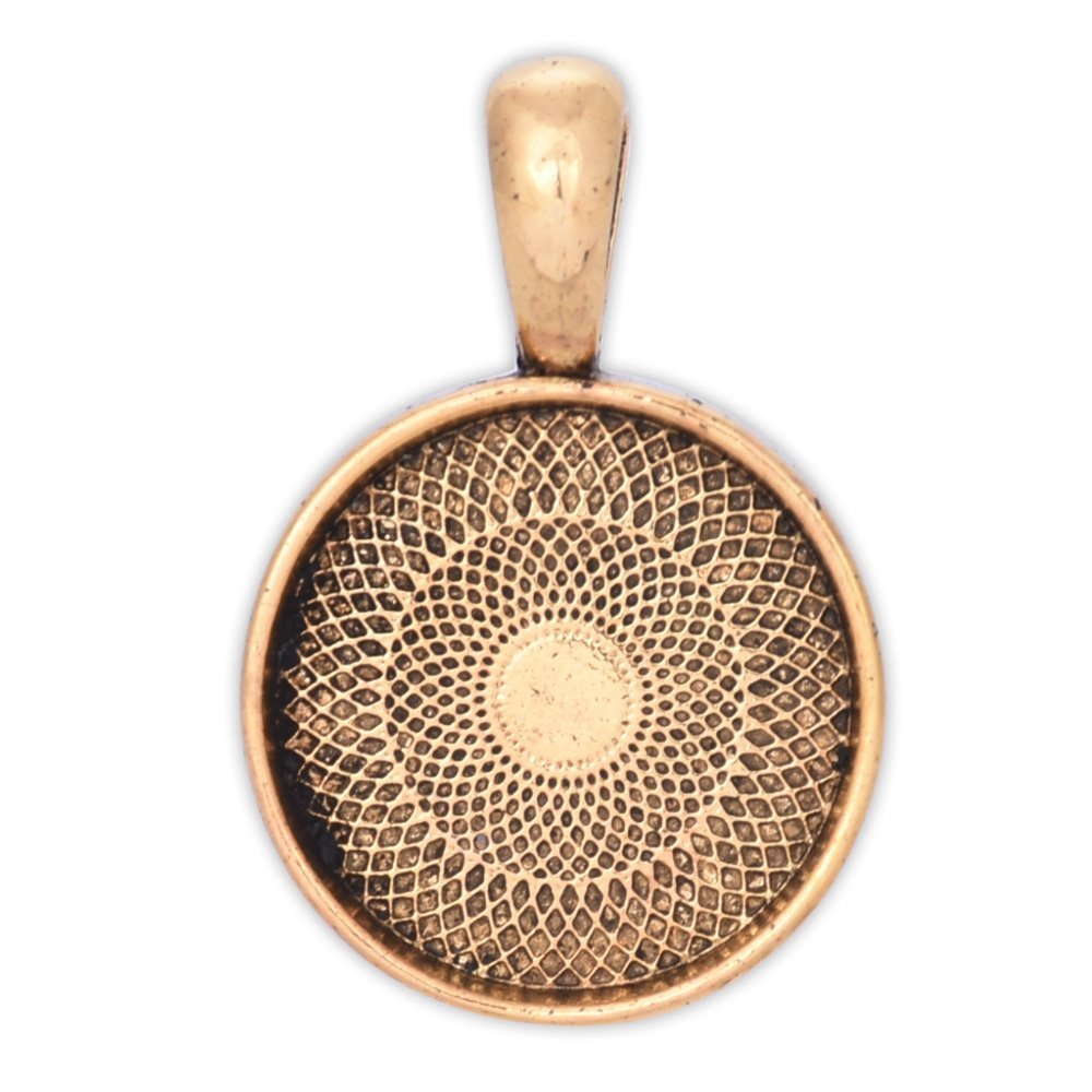 20PCS 16mm Round Cameo Bezel Setting Pendants,circle pendant trays (Antique Gold)