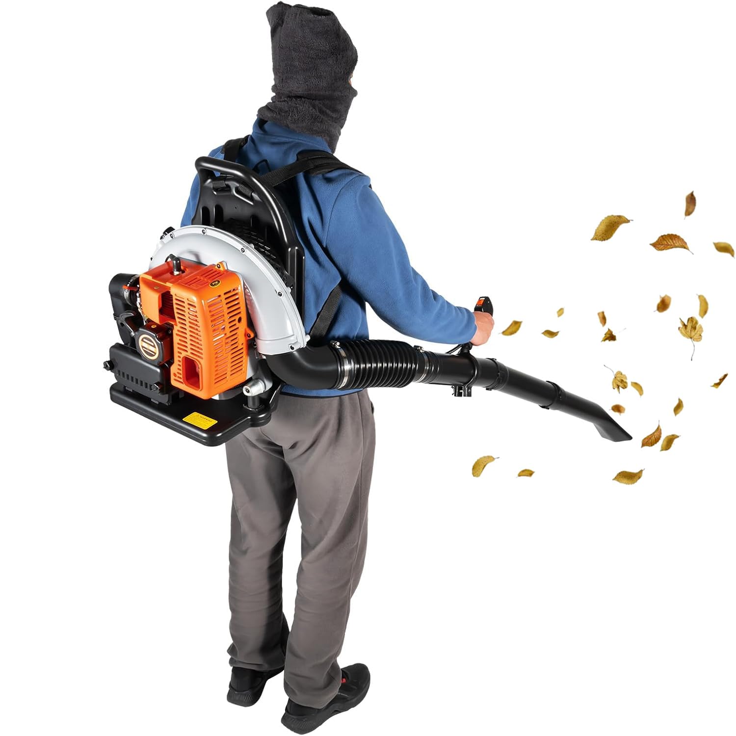 Soffiatore a Benzina da 63 CC, Soffiatori da Giardino Senza Fili, con Serbatoio Carburante da 1,8 L, velocità 6800 Giri/min, per Pulire Cortili, Foglie, Tagliare L'erba, Soffiare, Sminuzzare
