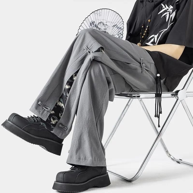 Summer Loose Ice Silk Thin Trousers for Men Korean Casual Straight Pants Man4