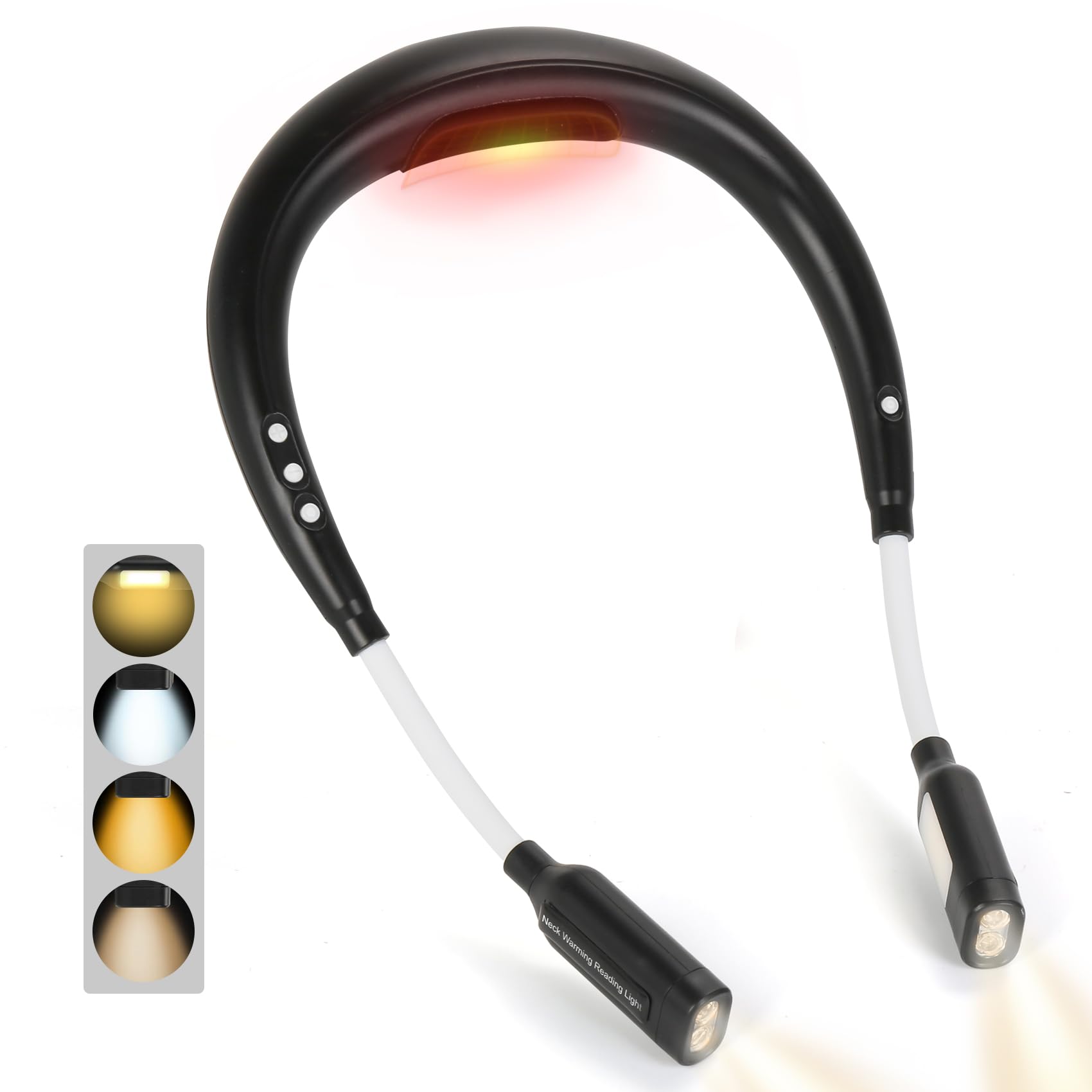 Luce da lettura ricaricabile riscaldata con 4 modalità di luce regolabili, lampada a LED per libri a letto, lettura notturna, comode luci per libri per lettori e artigiani (nero)