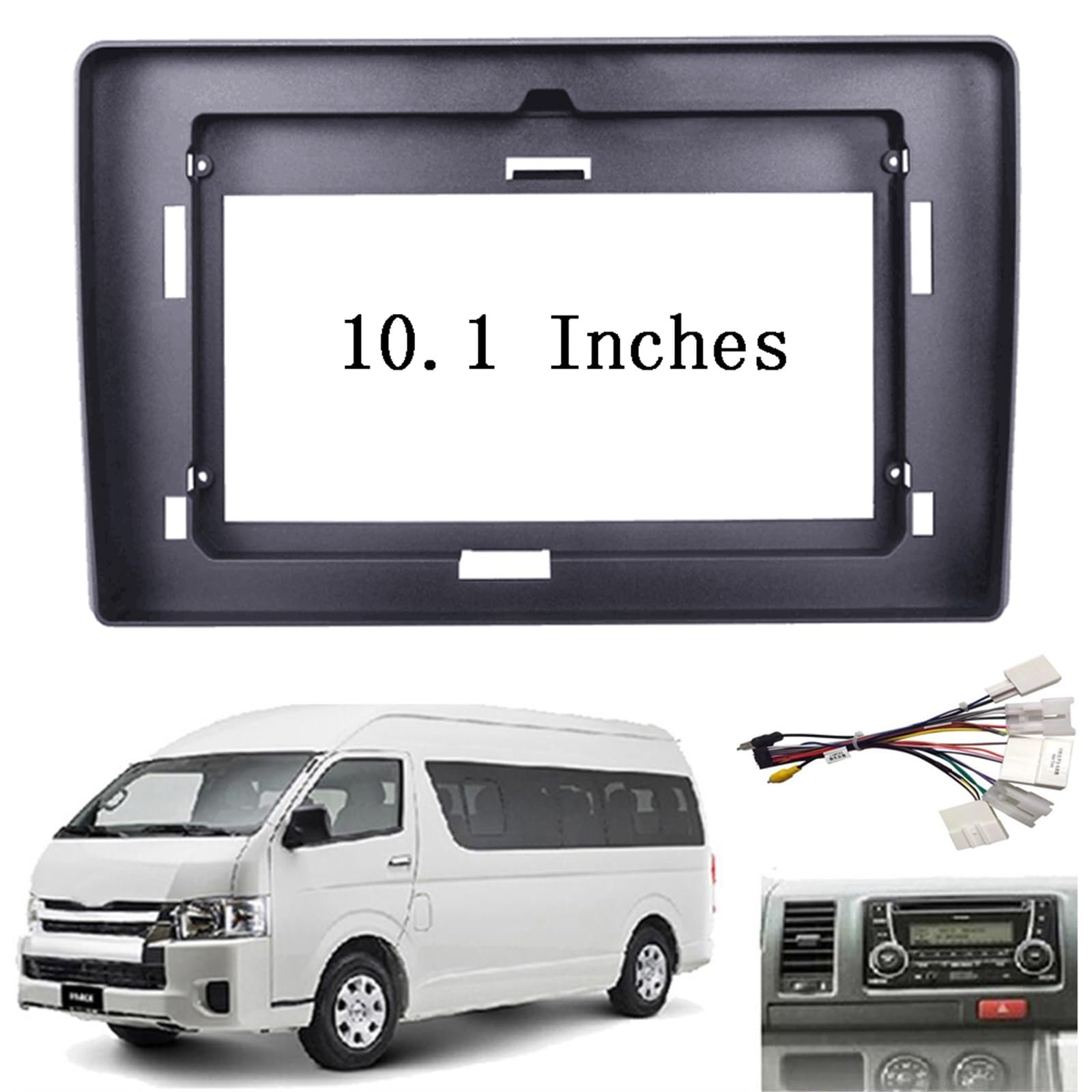 Rama radia samochodowego Pasuje do Toyota Hiace 2012-2018, radia samochodowego obudowa odtwarzacza ramka, panel jednostki głównej 2Din, 10-calowy panel czołowy(FRAME WITH CORD)