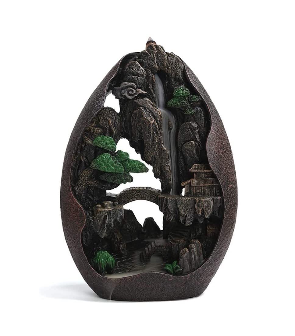 Incense Burner Mountain Waterfall Incense Burner Backflow Holder Censer Home Decor Gift Home Decor(A)