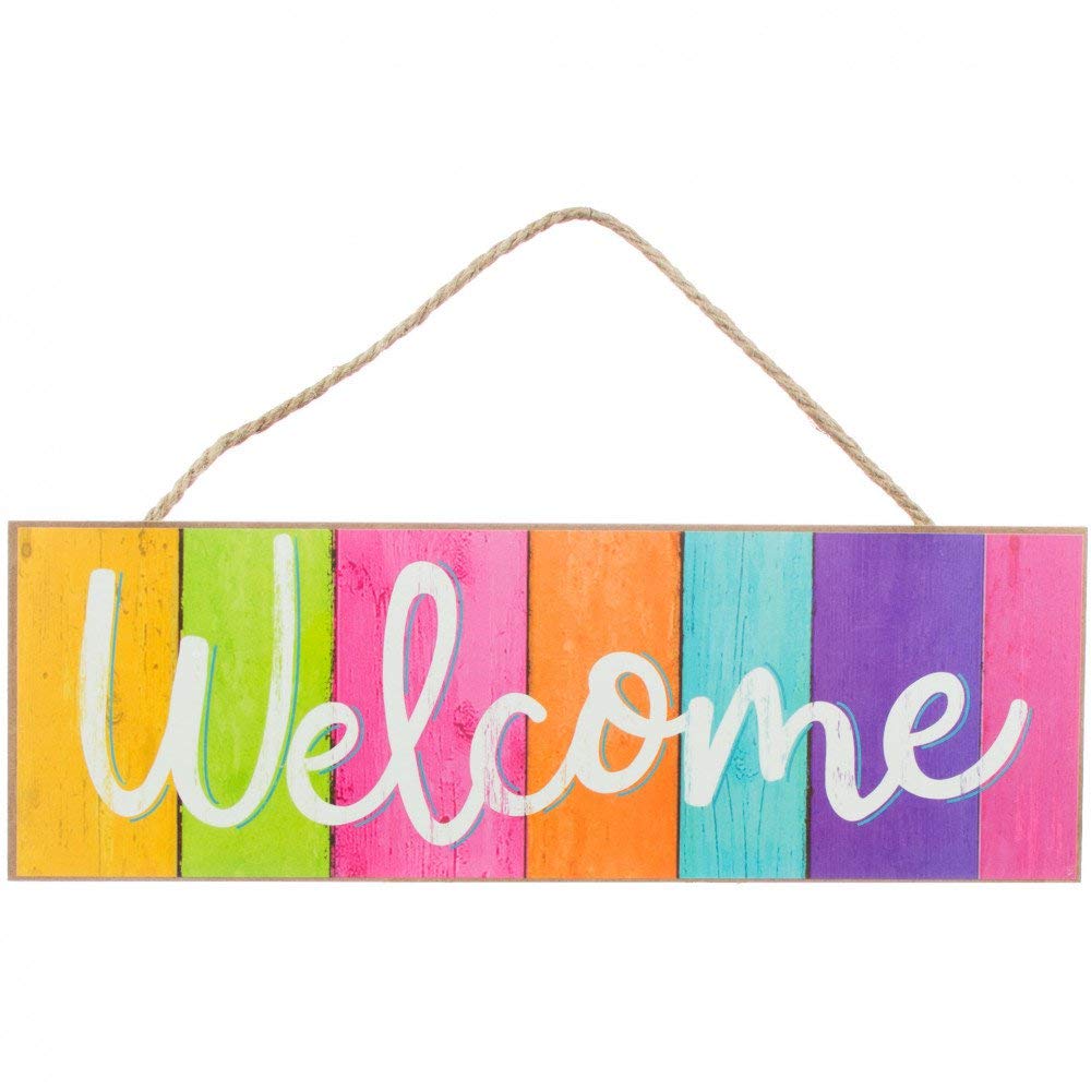 Craig Bachman 15" Wooden Sign: Multicolor Welcome Fence: AP801617