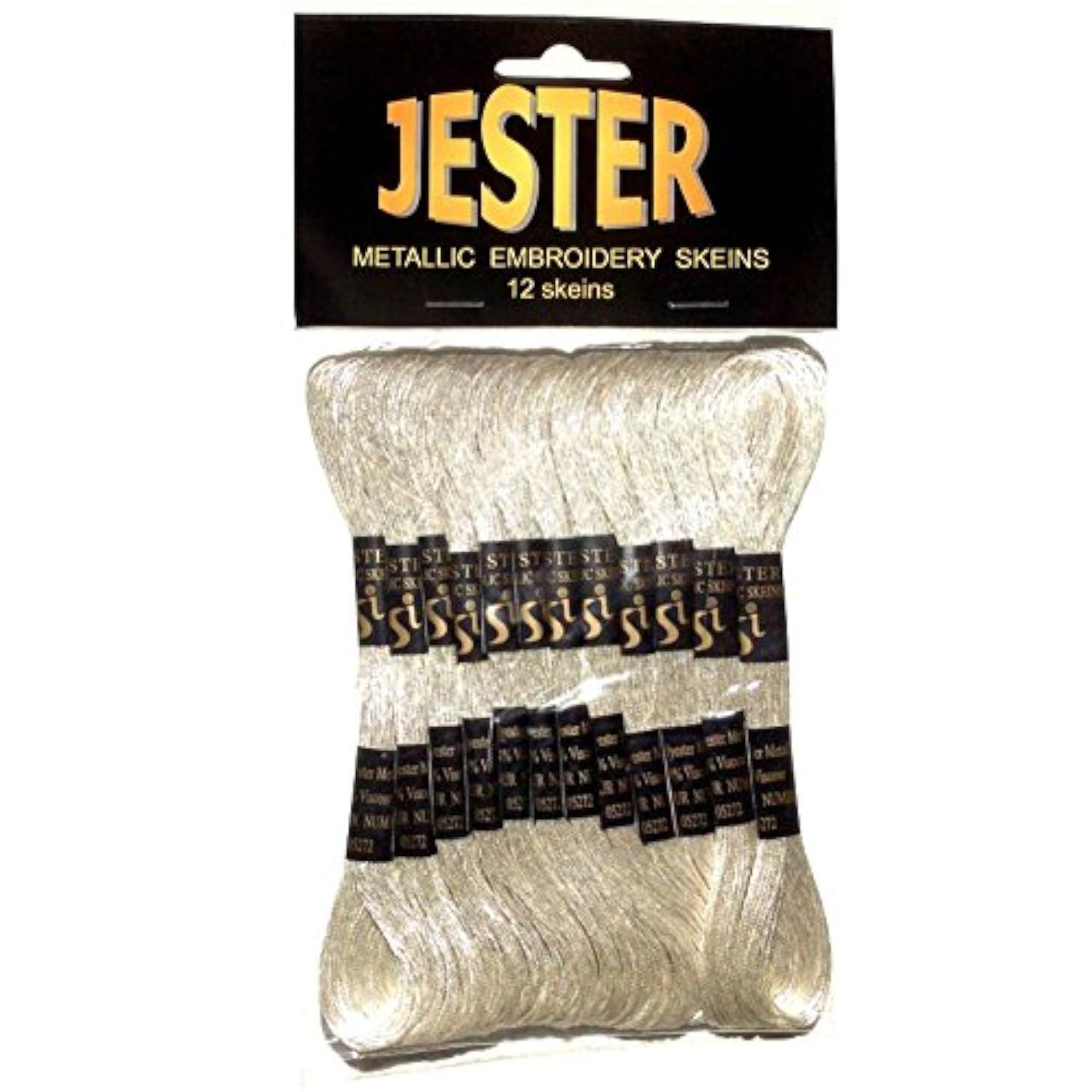 Jester Silver Metallic Embroidery Skeins Hand Sewing Thread - Pkt 12 Skeins