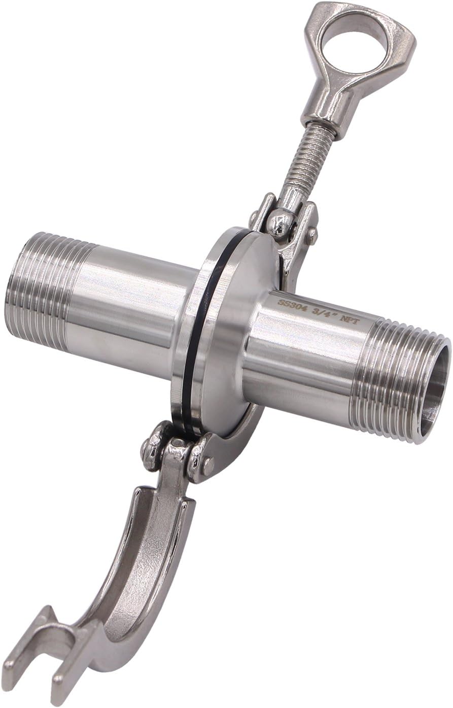 DERNORD 2 Pcs Sanitary Male Threaded Ferrule Pipe Fittings + SUS304 Tri-clamp (Tri-clover Clamp) + FKM Gasket (Male Threaded Pipe Size:3/4 Inch DN20)