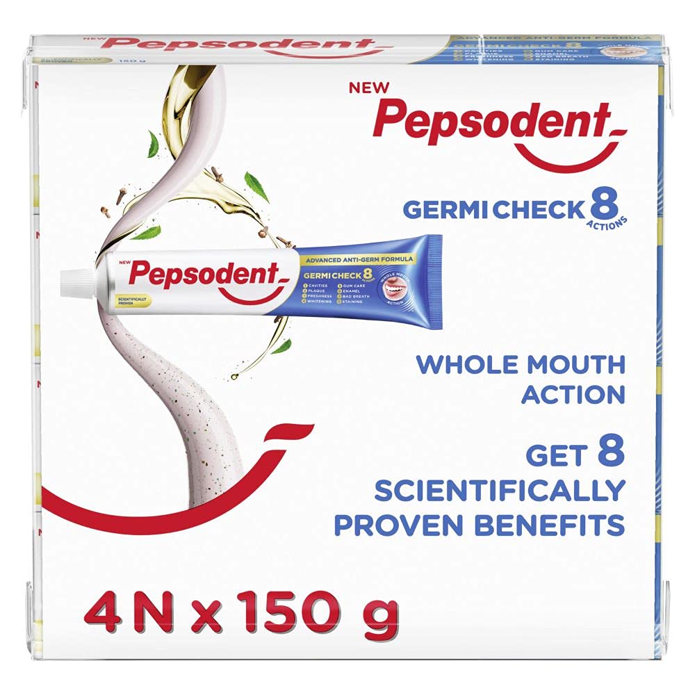 Pepsodent Germicheck 8 Actions|| Whole Mouth Toothpaste With Anti-Germ Formula|| Clove And Neem Oil|| 600 g-image-48