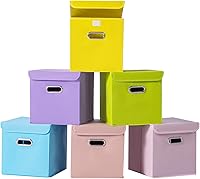 Vista 31 de Organizadores de Armario Contenedores de Almacenamiento de Tela Con Tapas Cubos Plegables Organizador Cesta Con Asas, Cajas de Almacenamiento