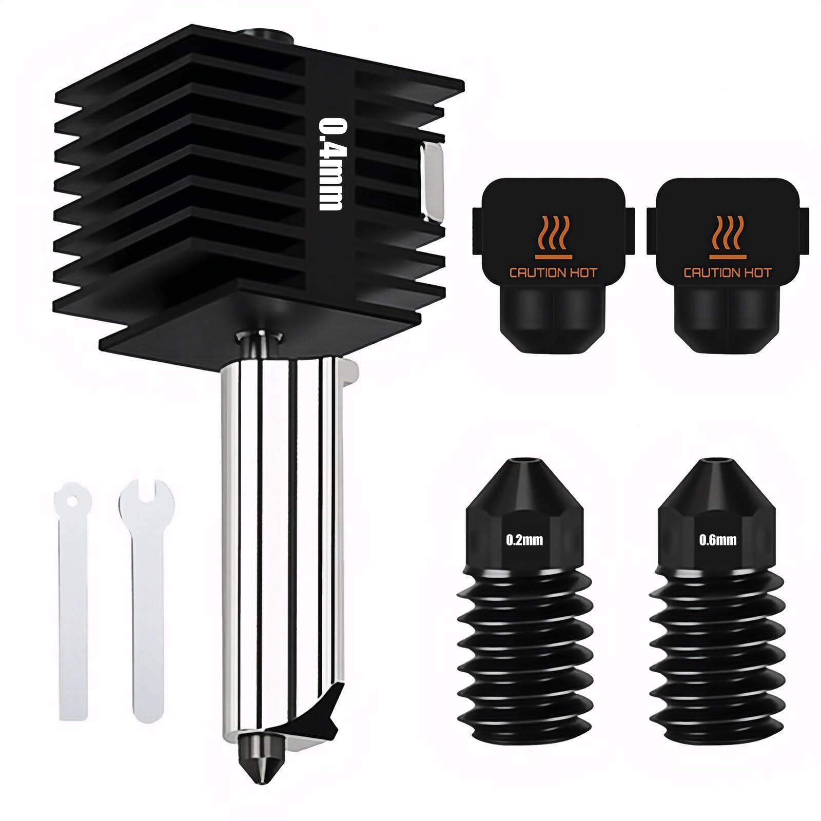 Zestaw ulepszający Hotend dla Bambu Lab A1/A1 Mini, głowica drukarki 3D 0,4 mm, zestaw grzejnika z nagrzewnicą z wymiennymi hartowanymi stalowymi dyszami 0,2 mm/0,6 mm i skarpetkami silikonowymi dla