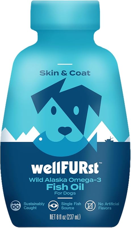 Ômega 3 de Óleo de Peixe Selvagem do Alasca para Cães wellFURst, EPA e DHA, 240 mL