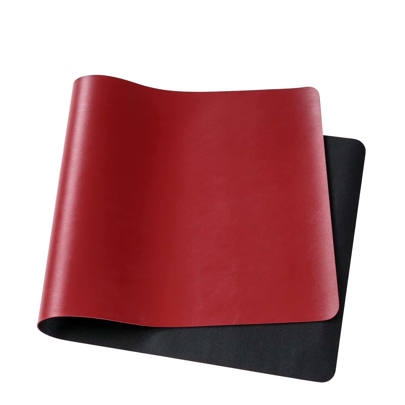Mouse Mat Double-Sided Leather Game Mouse Mat, 900 x 400 x 2 mm, Waterproof and Non-Slip Learning Pad, No Edge, Suitable for Keyboard, Computer, Table, Black, Red