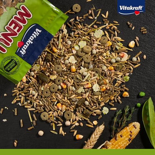 Vitakraft Menü Vital, Futter für Degus, mit Luzerne und Getreide, zur Zahnpflege, ohne Zuckerzusatz, in wiederverschließbarer Verpackung (1x 600g)