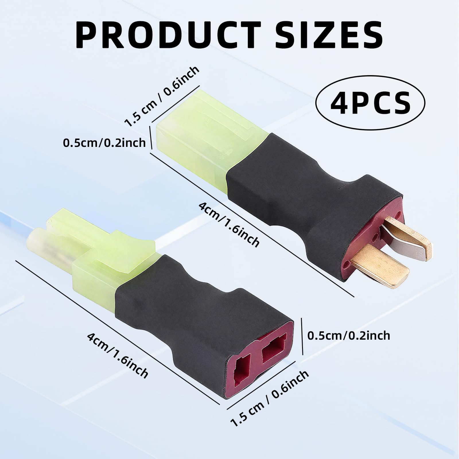 Modurio 4 Pcs Deans T Plug Mini Tamiya Male Plug to Female Connector Adapters, Plug & Play Female Male Adapter Wireless Connector - Image 2