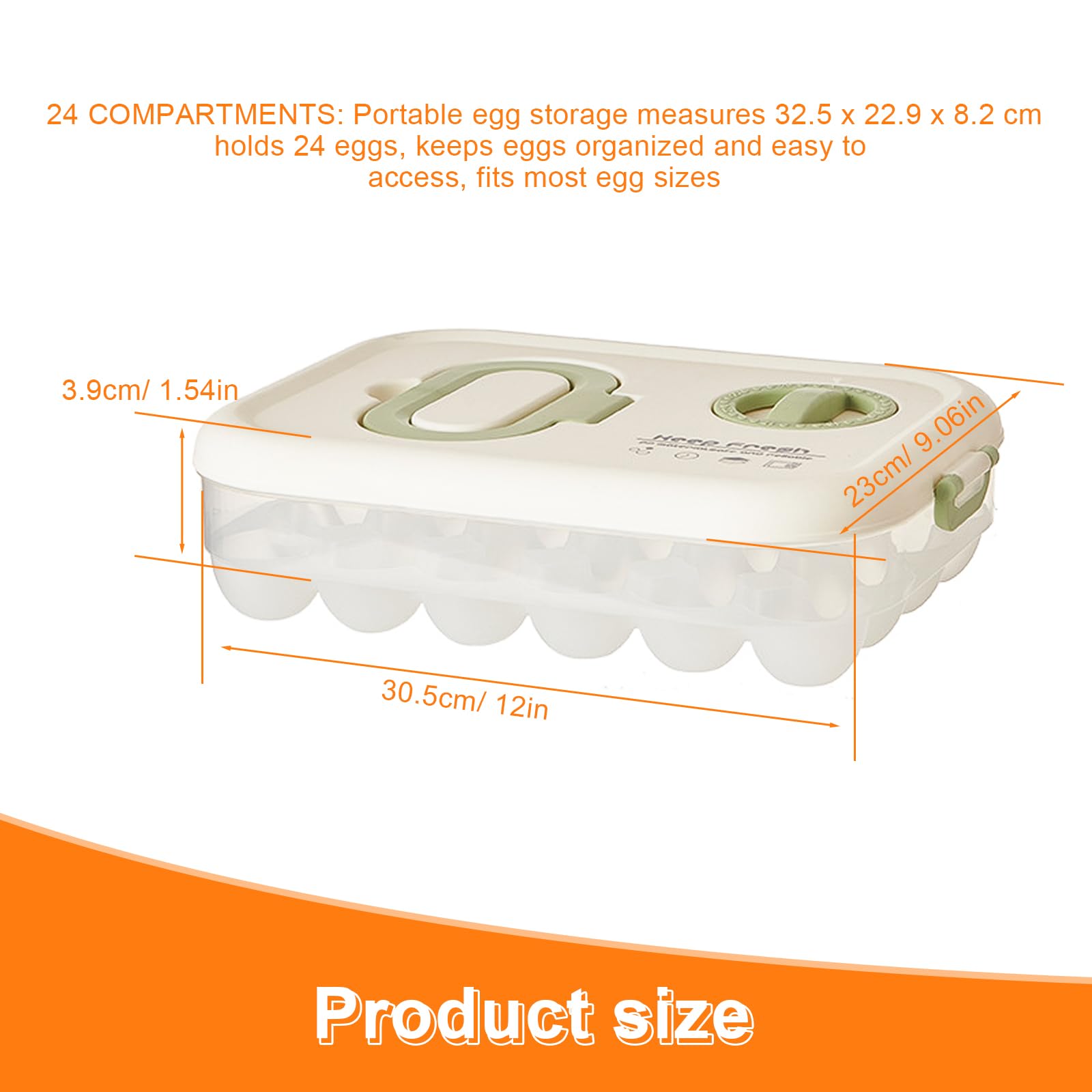 PARFCO Kühlschrank Organizer Eier, Eier Aufbewahrungsbox mit Timer, 24 Fächer Tragbarer Eierhalter, Eierbox Kunststoff mit Deckel, für Küchenkühlschrank, Esstisch, Schrank