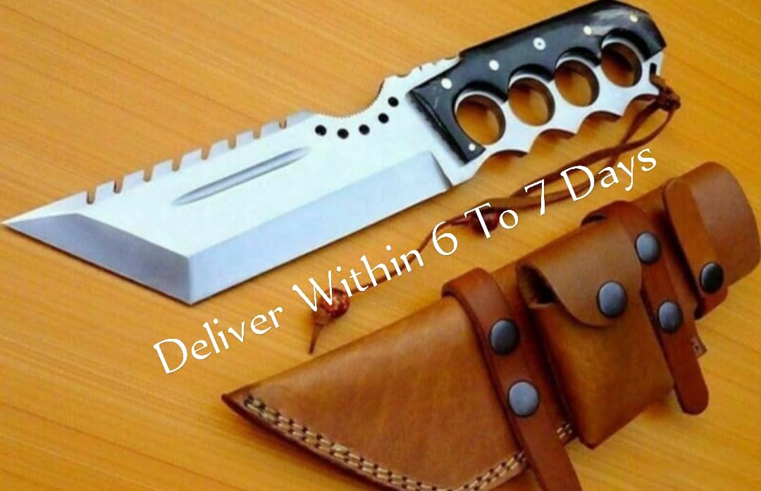 Generic EMP-049 Handmade Carbon Steel Full Tang Hunting Knife With Leather Sheath Fixed Blade Combat Knife Bushcraft Knife By Empire Industry