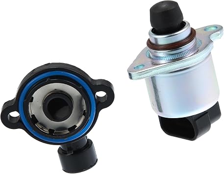 Throttle Position Sensor and Fuel Injection Idle Air Control Valve Set, for Chevrolet, Plastic Metal, 17113578 17113625, Black Silver Tone, 1 Set Replacement Car Parts