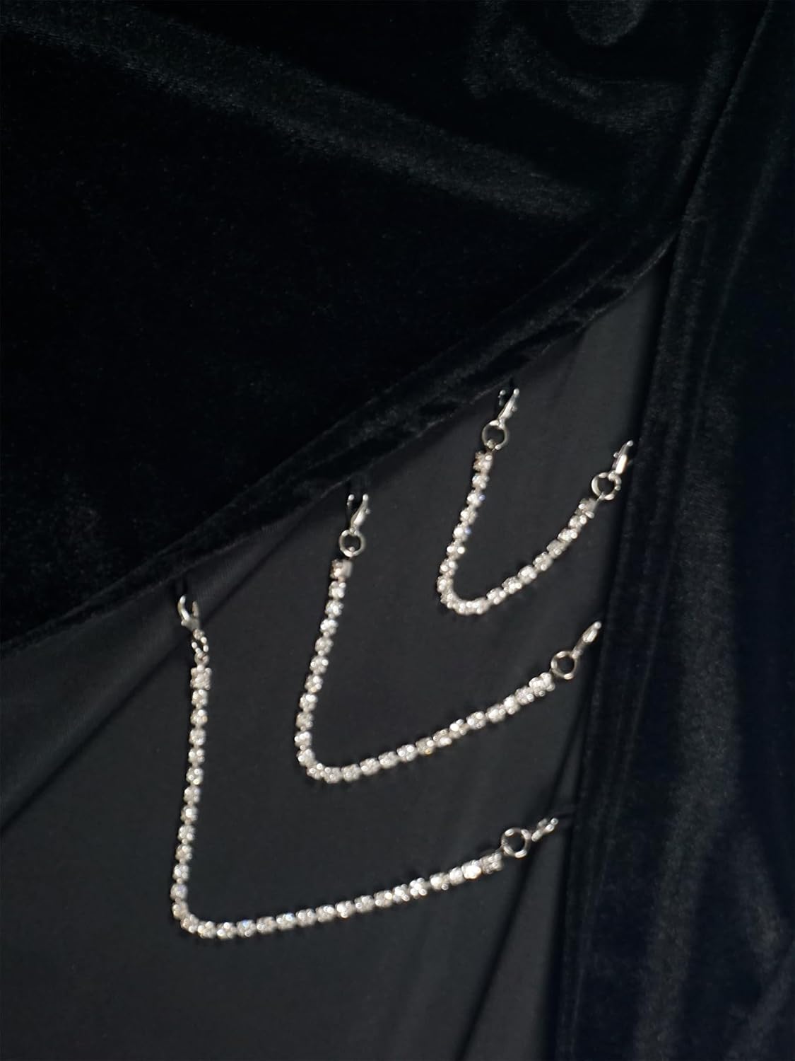 Women’s Velvet Ruched Bodycon Maxi Dress – Long Sleeve Turtleneck High Slit Dress with Removable Chain - Image 7