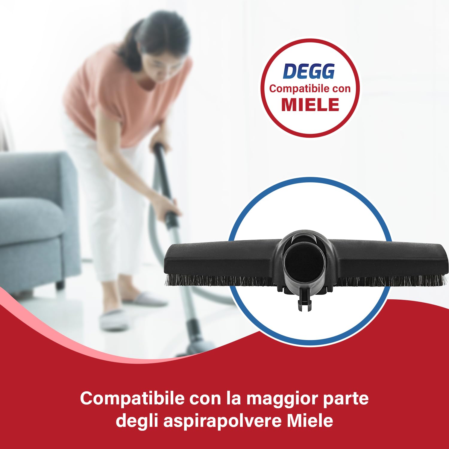 DEGG Bocchetta, Compatibili con Aspirapolvere Miele, Spazzola Parquet, 35 mm, Bocchetta per Pavimenti Compatibile con il Sistema a Clic dell'Aspirapolvere Miele