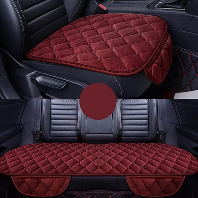 HONCENMAX Miękki pokrowiec na fotel samochodowy, pluszowa poduszka, mata ochronna do samochodu, uniwersalna do samochodów typu Sedan Hatchback, SUV, akcesoria do wnętrza samochodu, 2 pokrowce na przednie siedzenia i 1 pokrowiec na tylne