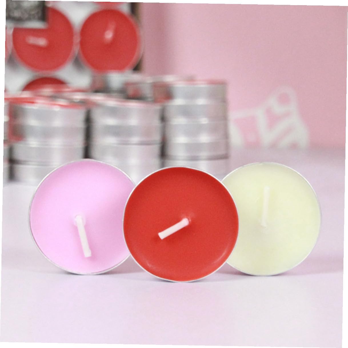 SHINEOFI Romantic 2-Hour Smokeless Tea Light Candles, Unscented White Round Proposal Candles for Wedding, Valentine's Day, and Anniversary Decor, 50pcs
