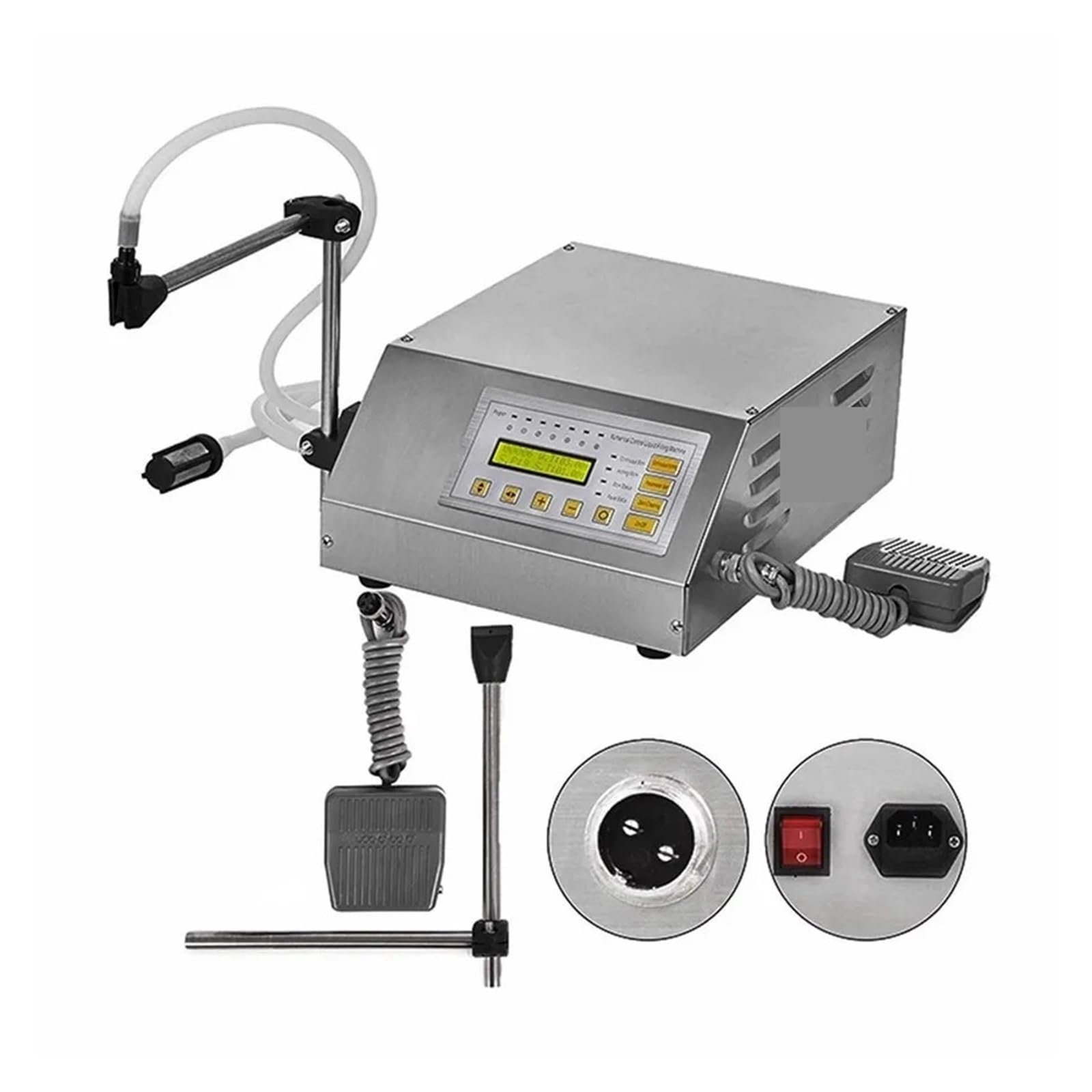 GFK-160 Półautomatyczna maszyna do napełniania butelek z płynem 2-3500 ml Sterowanie cyfrowe Napój Sok E-liquid Perfumy Olej Napełniacz pedałowy Zabezpieczenie przed kapaniem i przeciekaniem