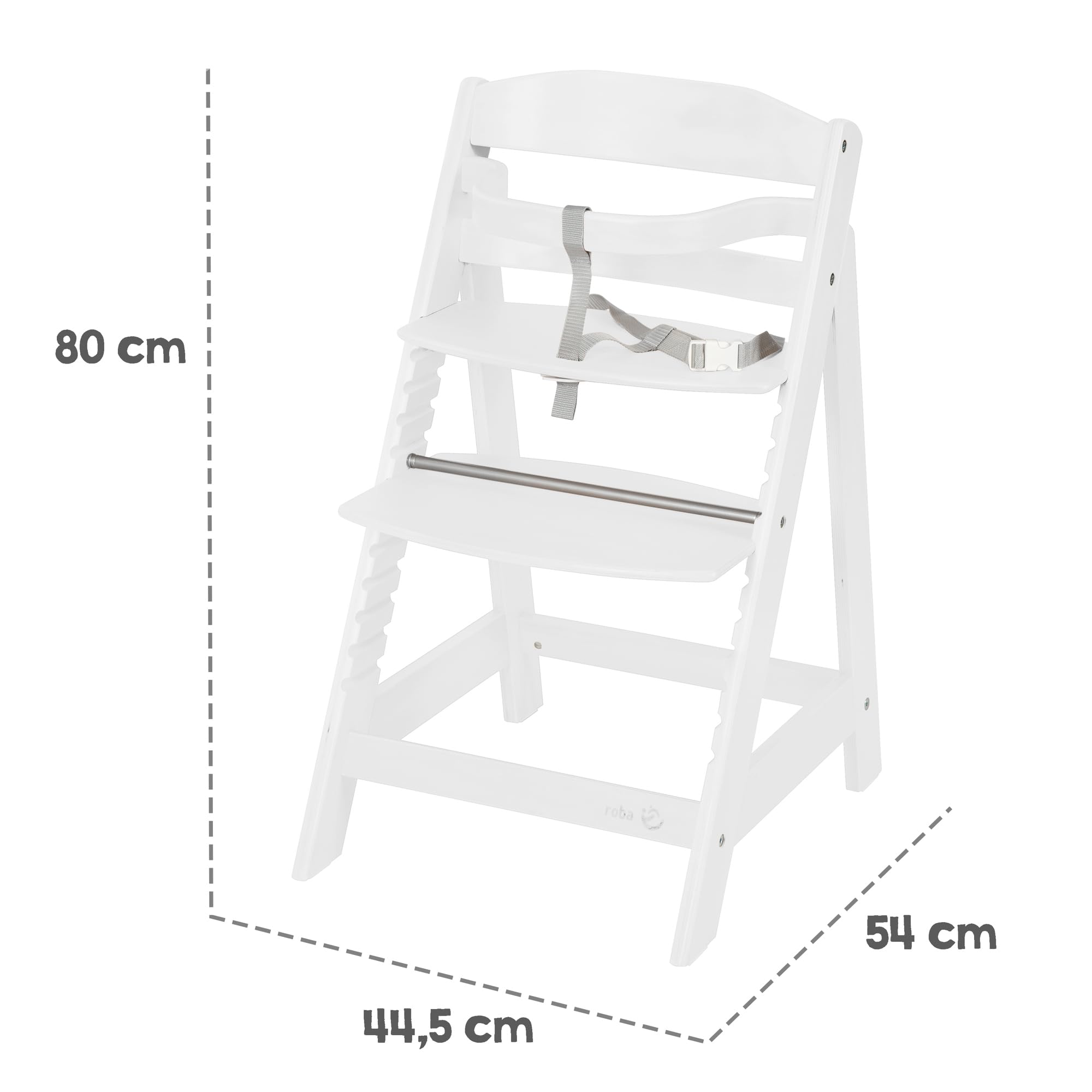 roba Seggiolone Pappa per Bambini Sit Up III - Evolutivo - con Poggiapiedi e Cinghie di Sicurezza Removibili - Altezza Regolabile - Legno Bianco
