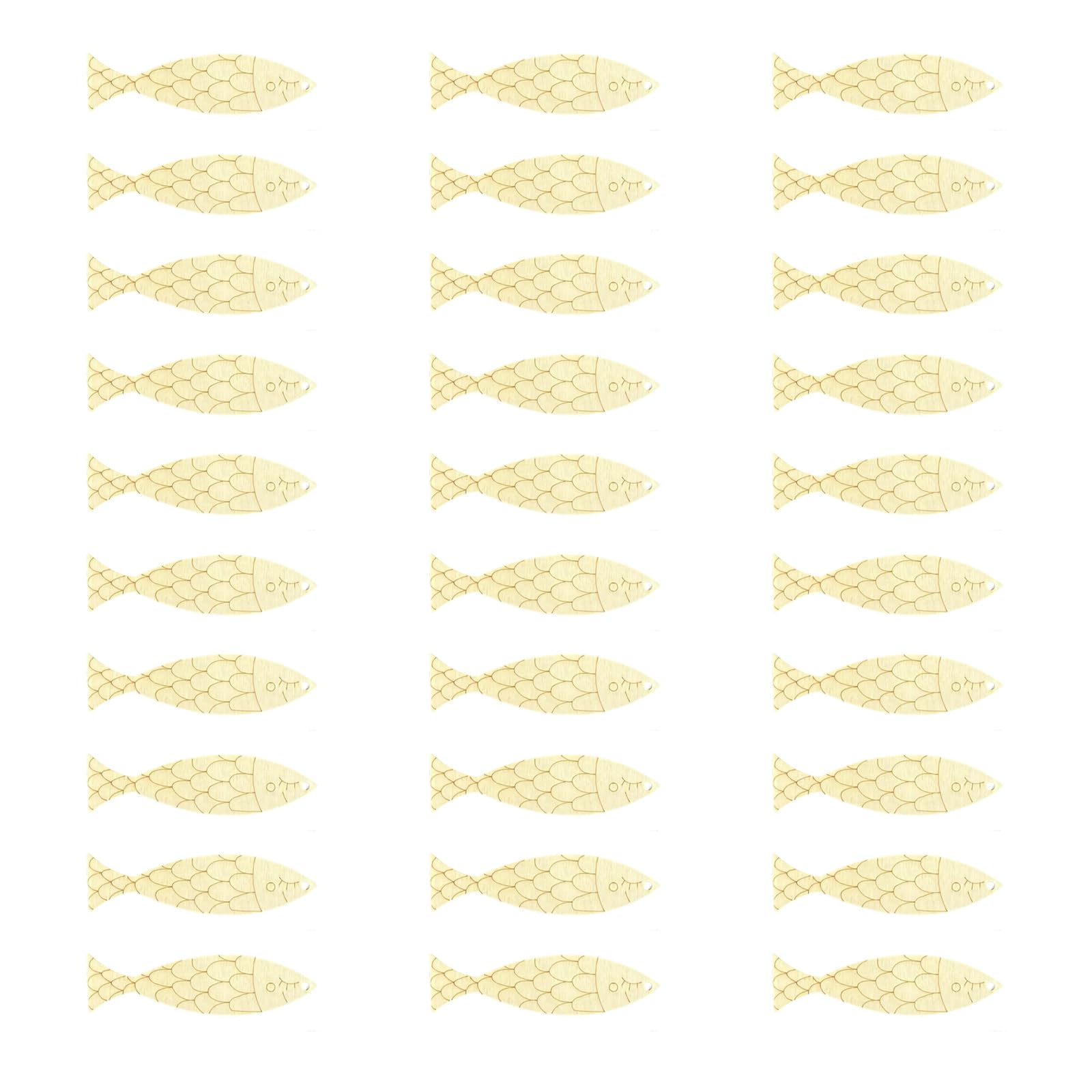 HZBB Multiuse Wood Fish 30PCS Artistic Natural Texture for Wooden Fish Cutouts with Holes