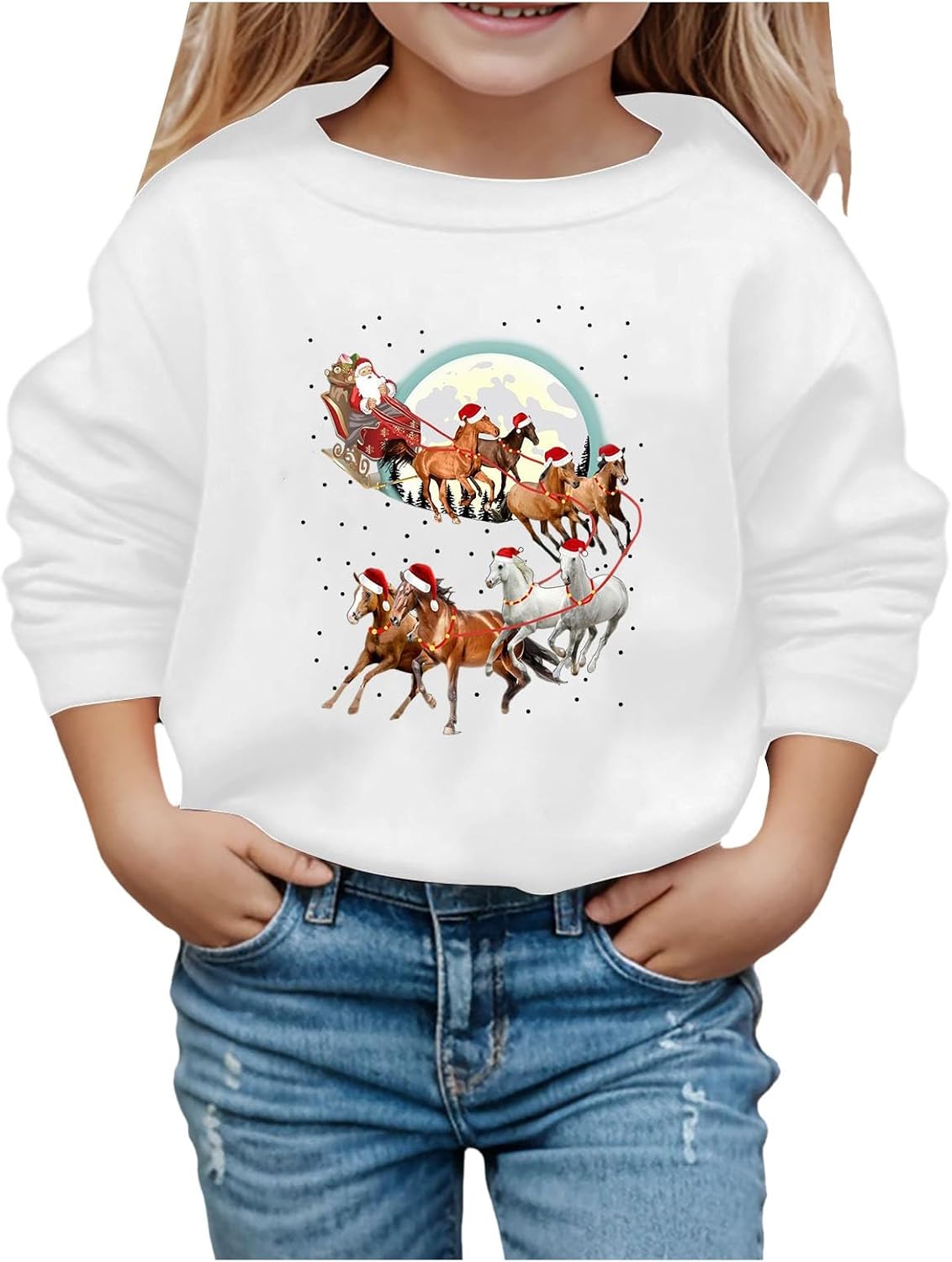 Sweatshirt Long Sleeve Christmas Graphic Crewneck Pullover Tops Unisex Youth Cute Funny Outfits For Xmas Festive Holiday Wear